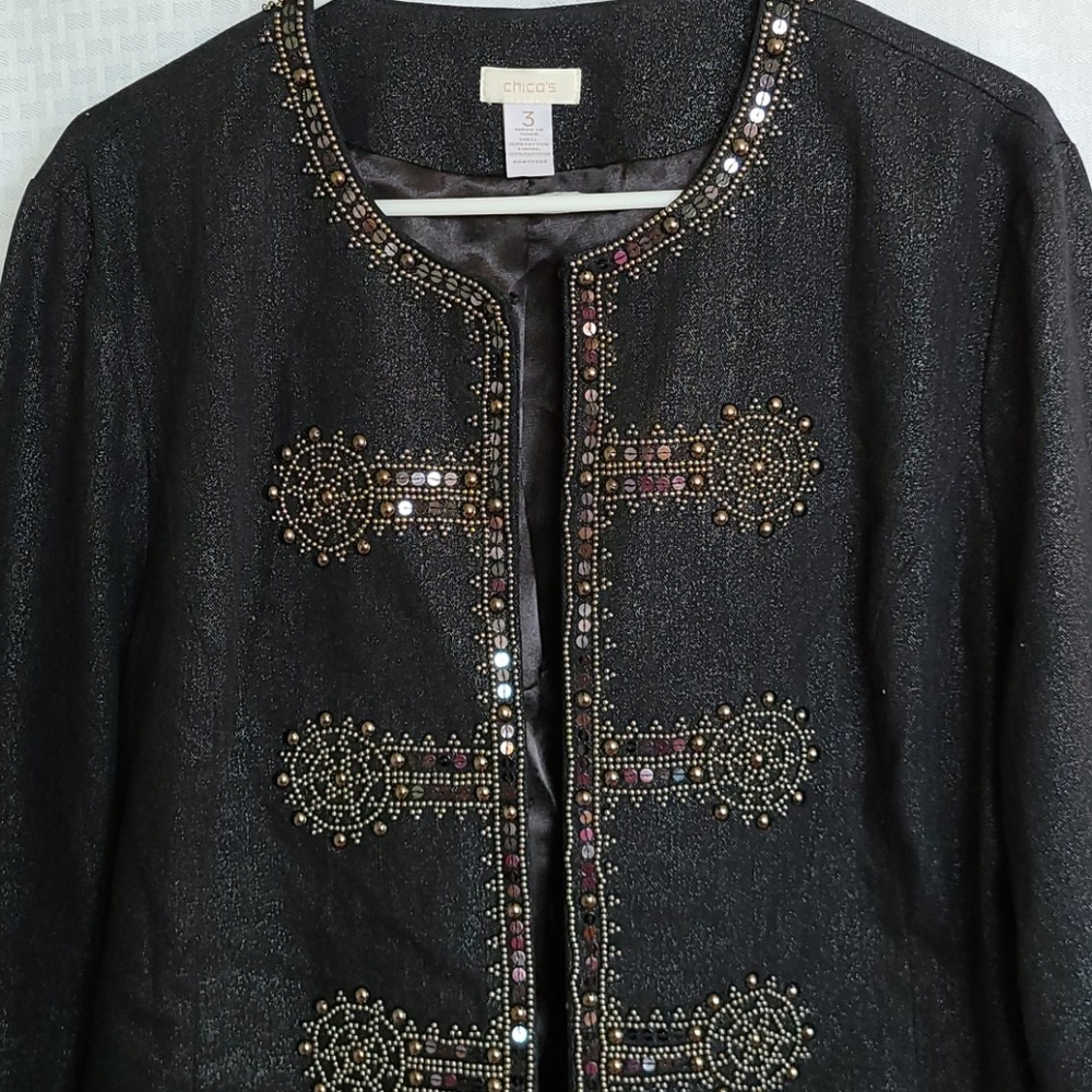 Black sequined and beaded jacket